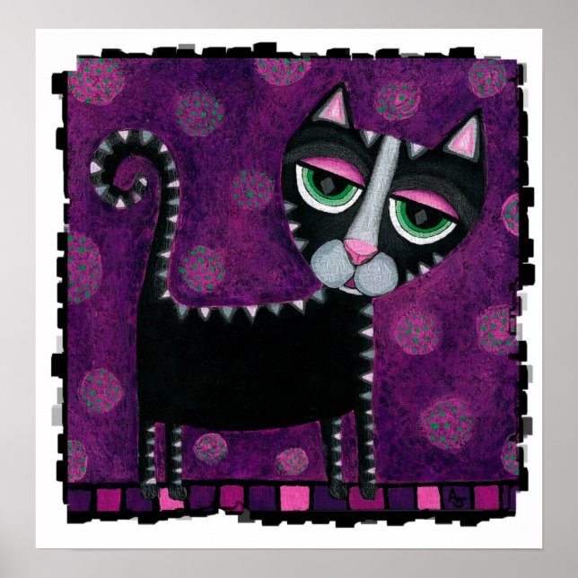 Poster Chat noir avec Pois - imprimé funky (Devant)