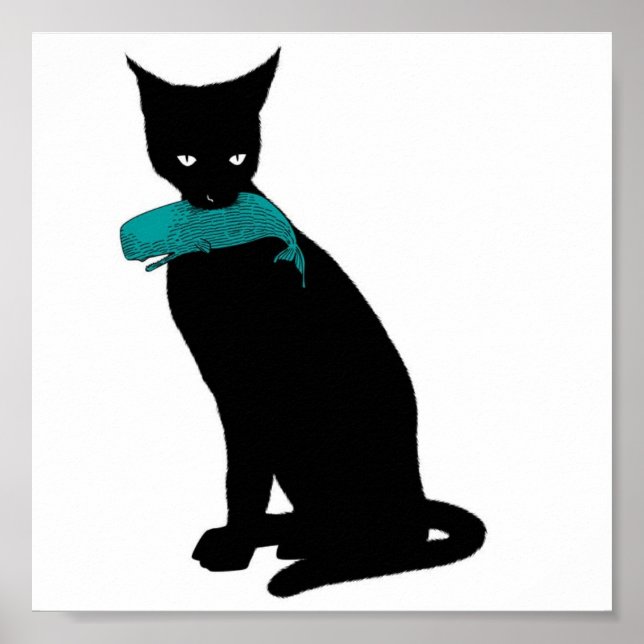 Poster Chat noir, Baleine bleue (Devant)