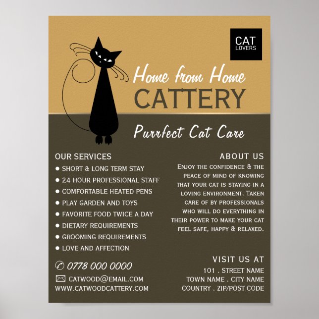 Poster Chat Noir, Catterie, Embarquement pour animaux de  (Devant)