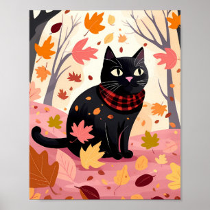 Poster Chat noir dans la forêt