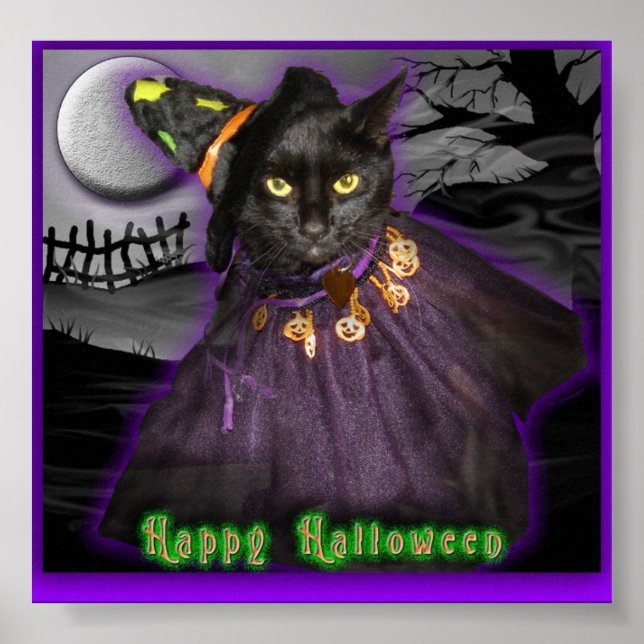 Poster Chat noir d'Halloween (Devant)