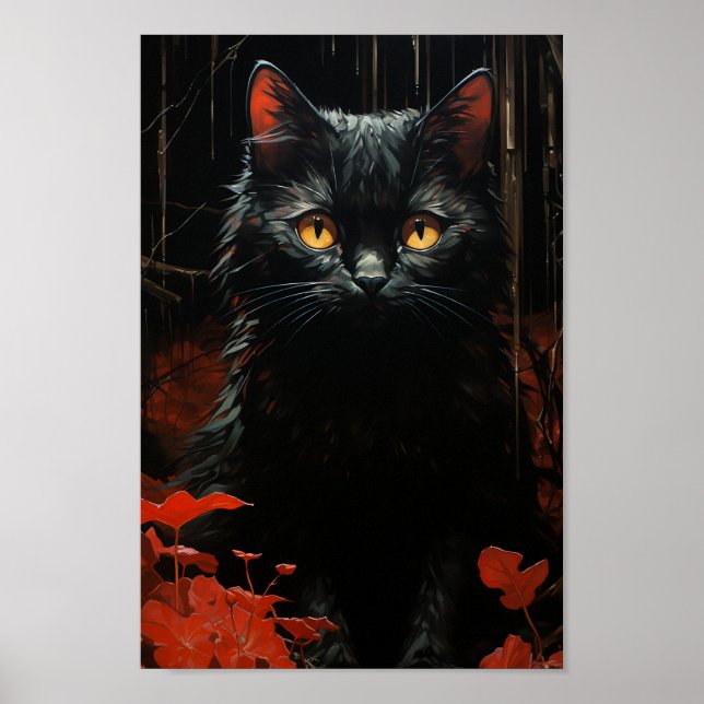 Poster Chat noir d'Halloween (Devant)