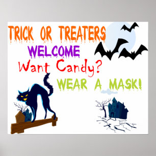 Poster Chat noir d'Halloween veut que des bonbons portent