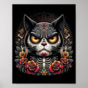 Poster Chat Noir Dia De Los Muertos Chat Noir Grincheux