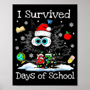 Poster Chat noir drôle de Noël J'ai survécu 67 jours de S