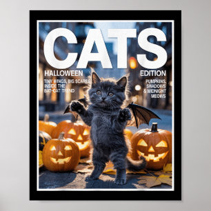 Poster Chat Noir Drôle En Costume De Chat Cute Halloween 