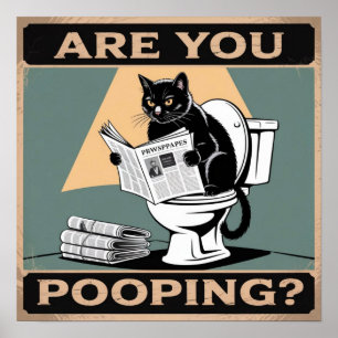 Poster Chat noir drôle "Êtes-vous en train de faire caca