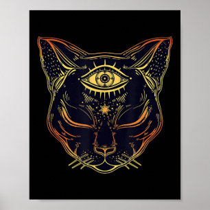 Poster Chat noir égyptien Halloween Boho - Cuisine gothiq
