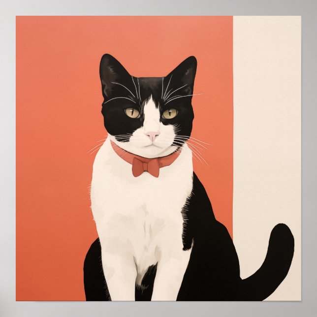 Poster Chat noir et blanc (Devant)