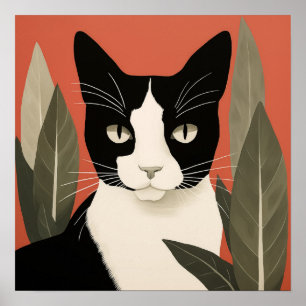 Poster Chat noir et blanc