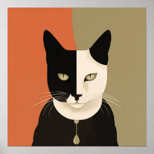 Poster Chat noir et blanc