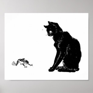 Poster Chat noir et grenouille, Alexandre Steinlen