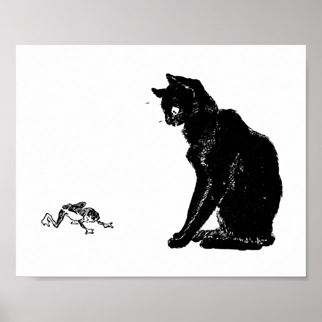 Poster Chat noir et grenouille, Alexandre Steinlen (Devant)