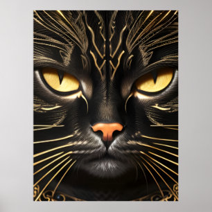Poster Chat noir et or