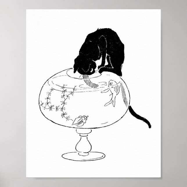 Poster Chat noir et poisson d'or, Alexandre Steinlen (Devant)