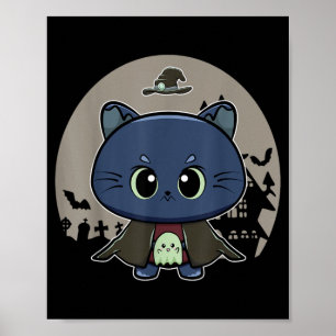 Poster Chat Noir Et Sorcière D'Horreur Féline Pour Hallow