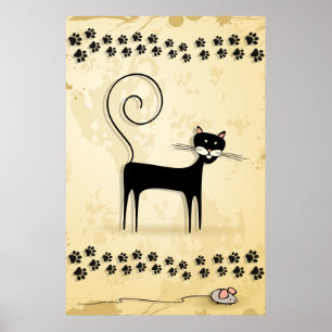 Poster Chat noir et souris