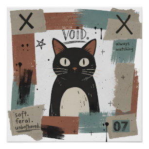 Poster Chat noir gothique d'art Soft Feral Unbothered