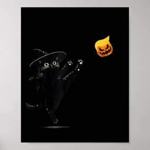 Poster Chat noir Halloween Chat Sorcière Doodle
