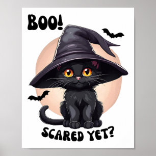 Poster Chat noir Halloween mignonne Vintage Chaton noir B