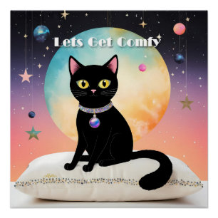 Poster Chat Noir - Installons-Nous Confortablement