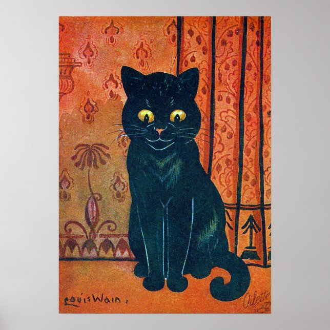 Poster Chat noir, Louis Wain (Devant)