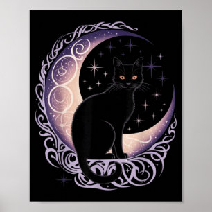 Poster Chat noir Lune Satanisme Démoniaque Diable Sorcell