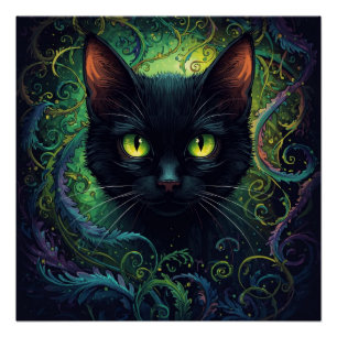 Poster Chat Noir Magie Verte