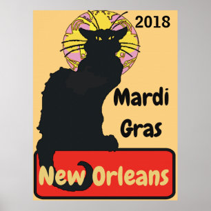 Poster Chat noir, Mardi Gras, modifier le texte