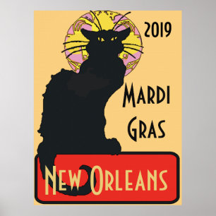 Poster Chat noir, Mardi Gras, modifier le texte