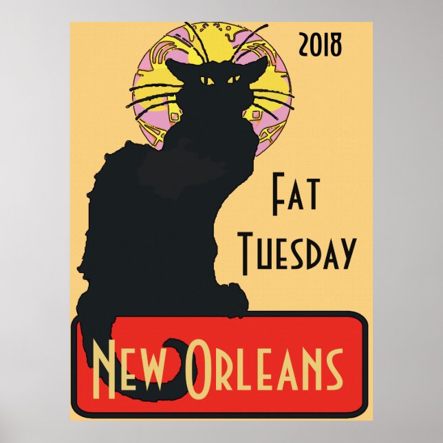 Poster Chat noir, Mardi gras, modifier le texte (Devant)