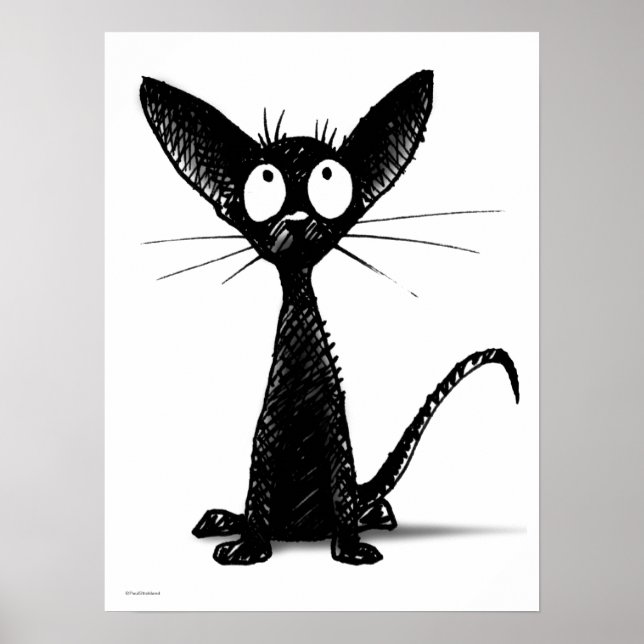 Poster Chat noir oriental amusant (Devant)