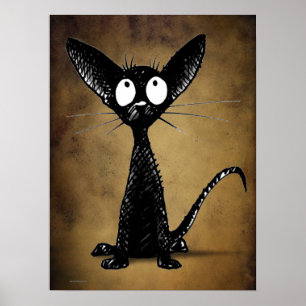 Poster Chat noir oriental gothique