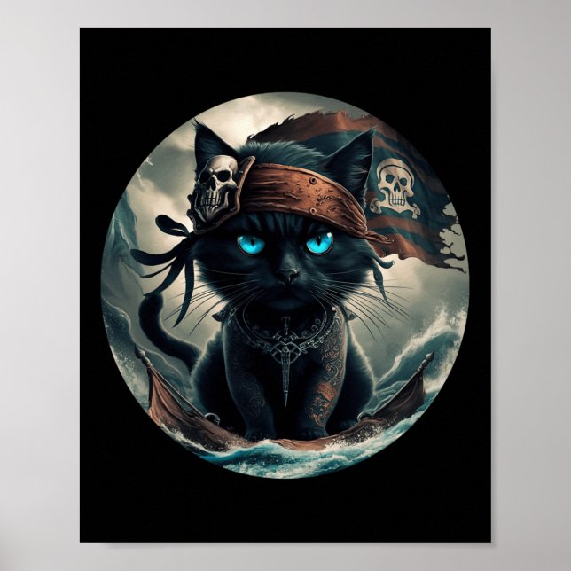 Poster Chat noir pirate (Devant)
