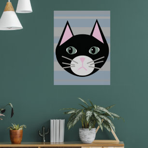Poster Chat noir, rayures