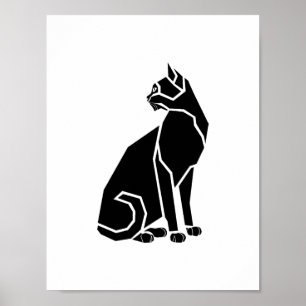 Poster Chat Noir Regardant Derrière