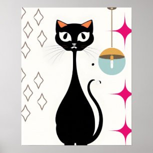 Poster Chat Noir Rétro Cool