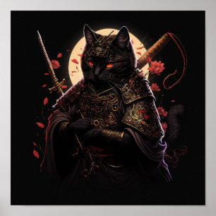 Poster Chat noir Samurai
