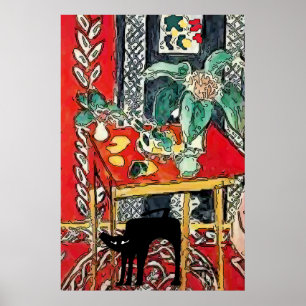 Poster Chat noir sous la table