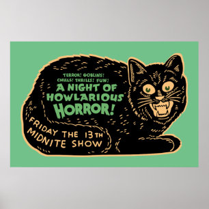 Poster Chat noir vintage Halloween