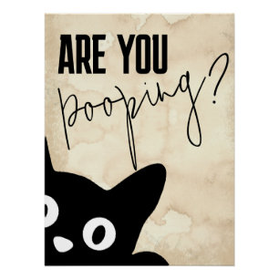 Poster Chat noir vintage Retro "Are You Pooping"