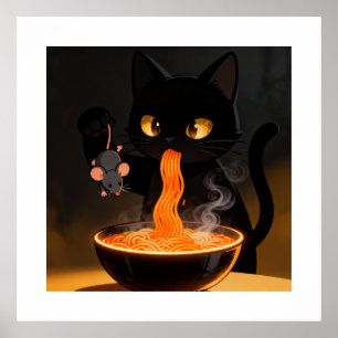 Poster Chat Obsidienne & Souris Audacieuse – Fête de Rame