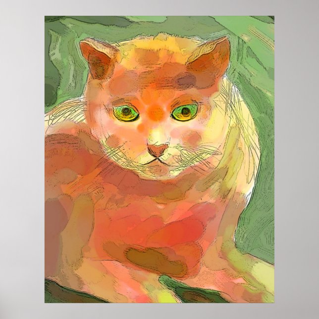 Poster Chat orange (Devant)