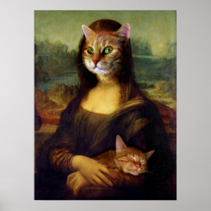 Poster Chat orange Mona Lisa