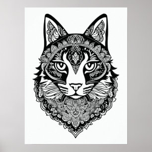 Poster Chat ornemental