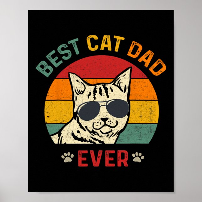 Poster Chat Papa Jamais Tee Drôle Chat Daddy Fête des pèr (Devant)
