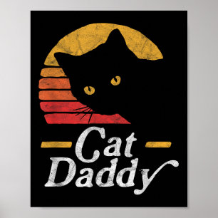 Poster Chat Papa Vintage 80 Style Chat Rétro Disques