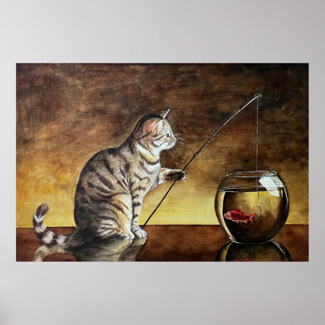 Poster chat pêcheur (Devant)