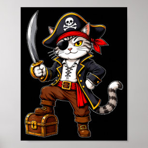 Poster Chat pirate mignon costume d'Halloween graphique d