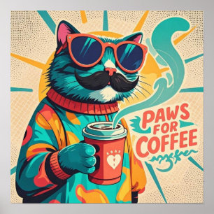 Poster Chat portant des lunettes de soleil surdimensionné